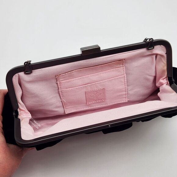 Vintage Y2K Convertible Evening Bag Elegant Chic Black Velvet Clutch Party Event - Picture 2 of 12
